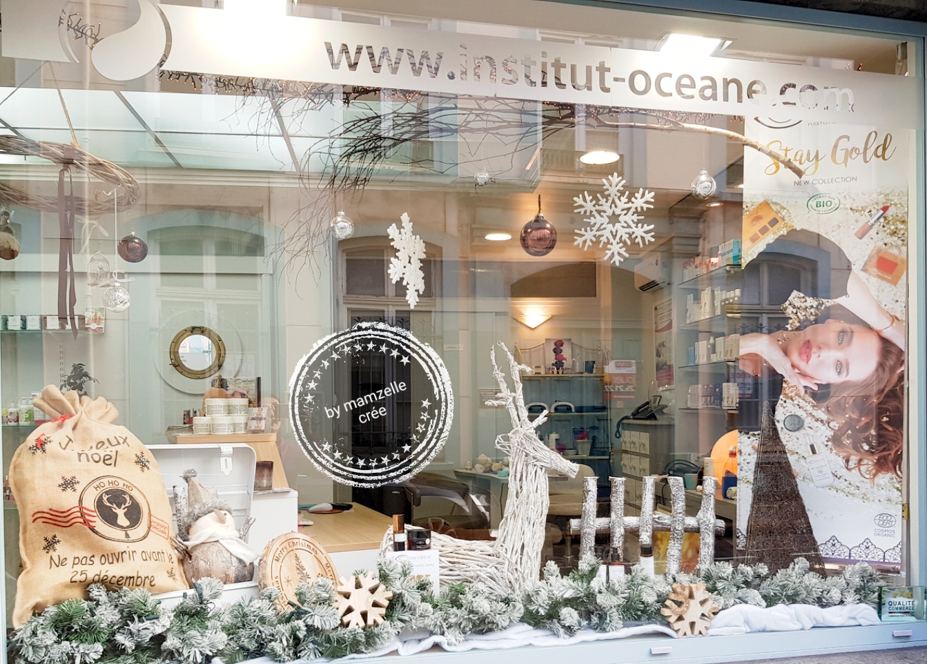 Vitrine de noël institut Océane 